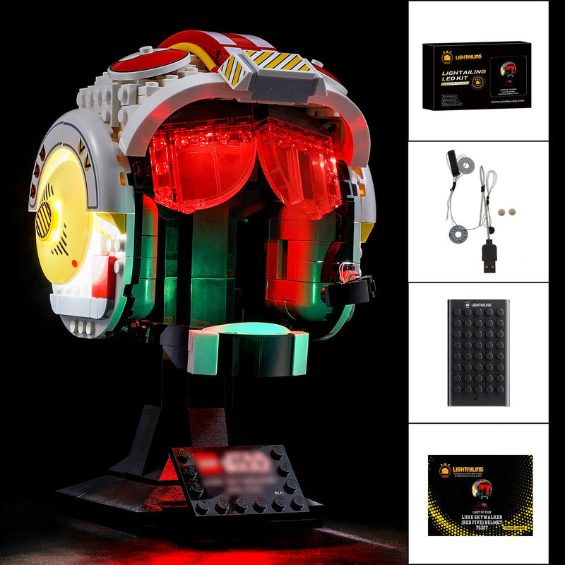add led lights to Lego Luke Skywalker (Red Five) Helmet (75327) with Lightailing