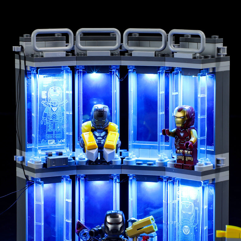 light up Lego Iron Man Armory 76216